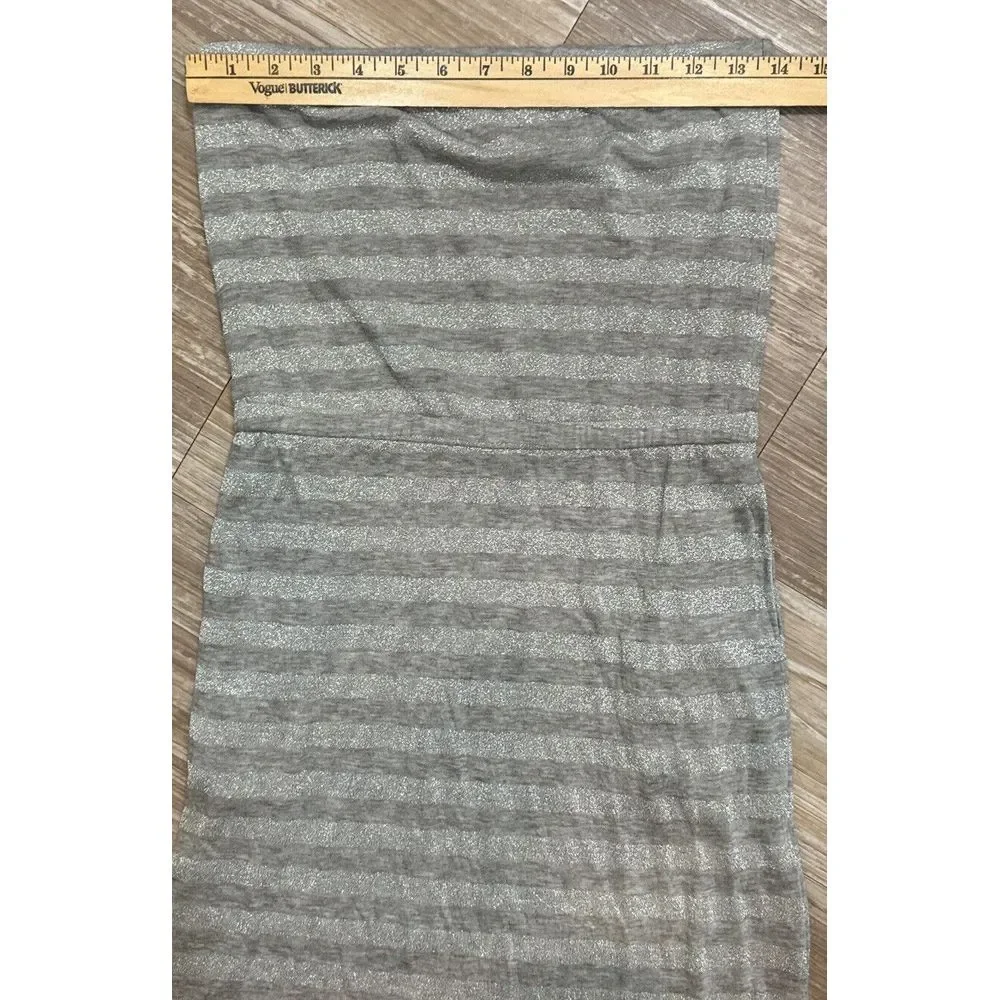 White House Black Market Women's Tube Dress Sz XXS Gray & Silver Striped Elastic